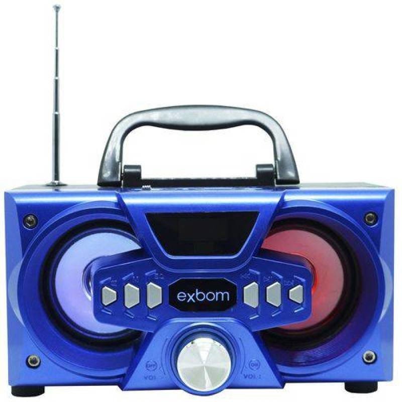 Mini Caixa Som Bluetooth Amplificada Mp3 Fm USB SD Azul 10W Rms Exbom Cs-M227Bt - 2