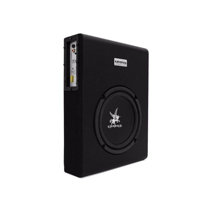 Amplificador de sonido automotriz Corzus Cxs303 Slim de 350 W RMS con subwoofer de 8 pulgadas y 2 canales estéreo.