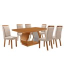 Ver imagem 6 de Conjunto de Jantar Alvorada 6 Lugares Tampo MDF Cadeiras Lorena Veludo Creme 180cm Moderna