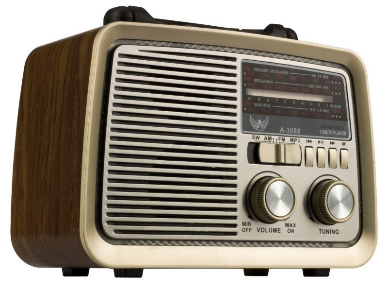 Rádio Retro Vintage Am Fm Sw USB Recarregavel A3088 Marrom - 2