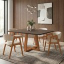 Ver imagem 2 de Conjunto Mesa Jantar Isabela 1,2m Freijó Pés Cerejeira 4 Cadeiras Gabriela Sala Jantar - Bege Linho