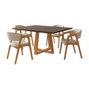 Ver imagem 1 de Conjunto Mesa Jantar Isabela 1,2m Freijó Pés Cerejeira 4 Cadeiras Gabriela Sala Jantar - Bege Linho
