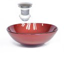 Ver imagem 1 de CUBA DE VIDRO REDONDA 42CM VERMELHO CEREJA + VÁLVULA CLICK