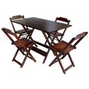 Ver imagem 2 de Kit 3 Jogos de Mesa Dobravel com 4 Cadeiras de Madeira 120x70 para Restaurante e Bar - Imbuia
