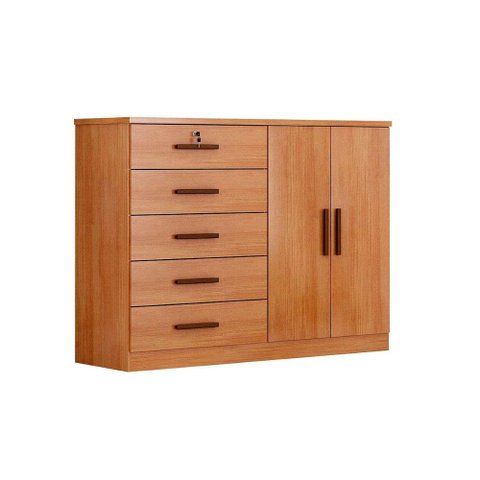 Cômoda Casal Space C/ 2 Portas e 5 Gavetas Cumaru - Novo Horizonte