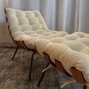 Ver imagem 3 de Poltrona Costela Tecido Boucle Off White Sala Estar Puff
