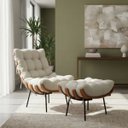 Ver imagem 2 de Poltrona Costela Tecido Boucle Off White Sala Estar Puff