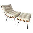 Ver imagem 1 de Poltrona Costela Tecido Boucle Off White Sala Estar Puff