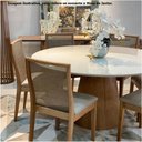 Ver imagem 2 de Mesa Jantar Redonda Maite Base Carvalho Tampo Branco Acetinado 140cm - 70375