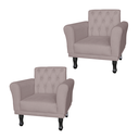 Ver imagem 1 de Jogo 2 Poltronas Decorativas Para Sala de Espera Classic Suede Rose - LM DECOR