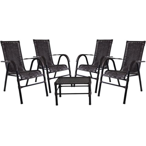 Conjunto 4 Cadeiras E Mesa de centro  para Área varanda, edícula, área, sacada, recepção, sala de es