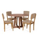 Ver imagem 1 de Mesa de Jantar Redonda Montreal Noronha com 4 Cadeiras Estofadas Ella Marrom Claro