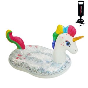 KIT C/ Boia de Flutuação Unicornio com Glitter - Summer Waves + Bomba de ar