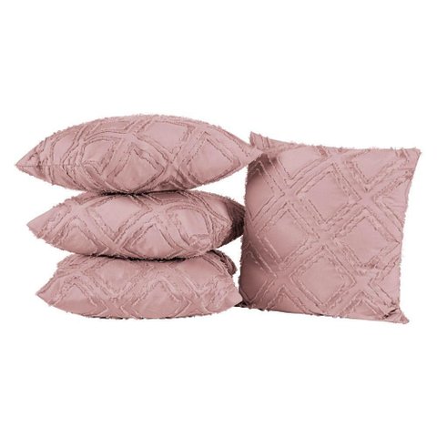 Kit 4 Almofadas Cheias para Sofá 45x45cm Katarine Micro Percal 300 Fios - Rosê