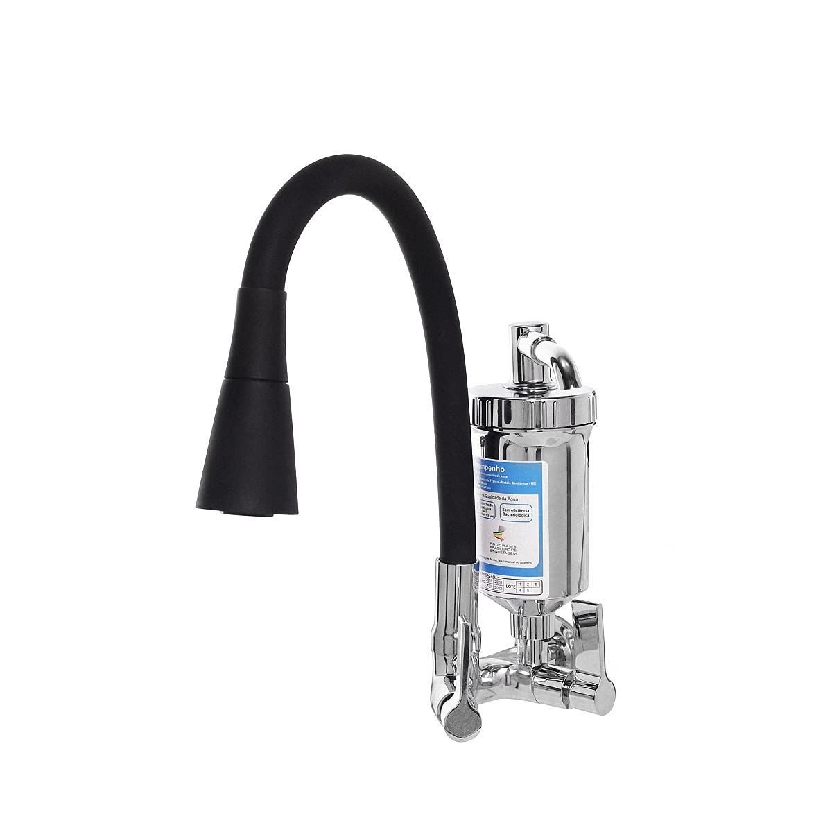 Torneira Filtro Gourmet Flexível Cozinha Parede Cone Preto - 1