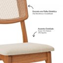 Ver imagem 3 de Kit 2 Cadeiras em Mdf Freijó Assento Estofado Tweed Liso Claro Encosto com Tela Dalla Costa