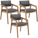 Ver imagem 1 de Kit 03 Cadeiras para Sala de Jantar Estar Living Giorgia B04 Linho Cinza Escuro - Lyam Decor