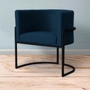 Ver imagem 3 de Kit 2 Poltronas Decorativa Sala de Estar Luana Base Preta Veludo Azul Marinho - Montanaris Decor Md