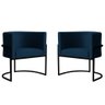 Kit 2 Poltronas Decorativa Sala de Estar Luana Base Preta Veludo Azul Marinho - Montanaris Decor Md - 1