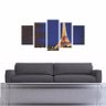 Quadro Impresso Torre Eiffel Paris Noite 160x80 5 Peças - 2