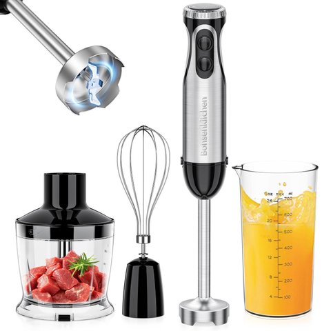 Mixer de Imersão Bonsenkitchen 500w, 20 Velocidades + Turbo, 4 em 1