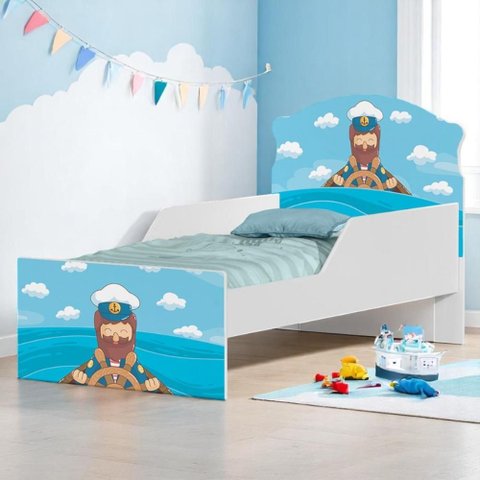 Cama Infantil Tick Capitão Marinho com Colchão