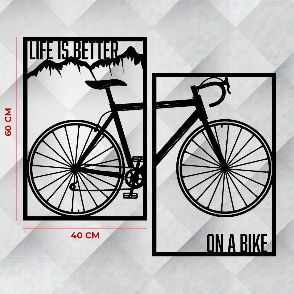 Kit Quadro Life Is Better On a Bike 60x40cm em MDF Ciclista Bicicleta Trilhas - 3