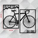 Ver imagem 3 de Kit Quadro Life Is Better On a Bike 60x40cm em Mdf Ciclista Bicicleta Trilhas