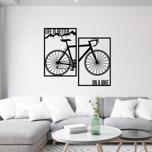 Kit Quadro Life Is Better On a Bike 60x40cm em Mdf Ciclista Bicicleta Trilhas