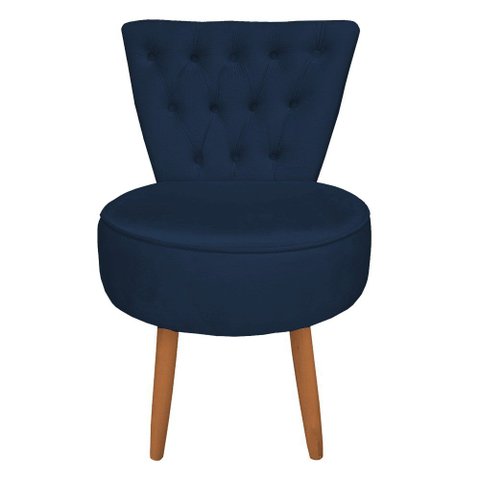 Poltrona Decorativa Royal Capitone de Luxo Slk Decor Azul Royal