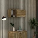 Ver imagem 2 de Armário Aéreo com Nicho e Porta Basculante 35x80x35cm Wlnp80 Carvalho - Branco