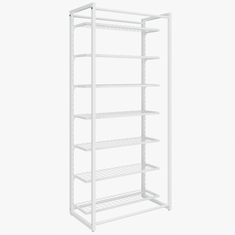 Conjunto Estante com Prateleira de Cremalheira Central com 7 Prateleiras em Tela 94cm Comac - Branc