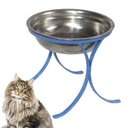 Ver imagem 1 de Comedouro Alto Simples em Ferro e Inox para Gatos Pet - Azul