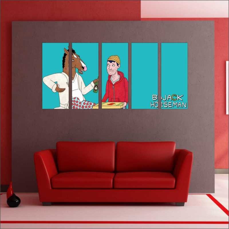 Quadro Decorativo Desenho BoJack Horseman Mosaico 5 Peças G2 - 1