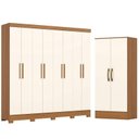Ver imagem 1 de Guarda Roupa Casal 8 Portas 4 Gavetas Prime B51 com Armário Multiuso Prime Cinamomo Off White- Henn