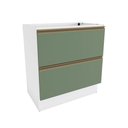 Ver imagem 1 de Balcão 2 Gavetas Kappesberg Celeste 100% Mdf Branco/verde Oliva 80cm