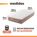 Ver imagem 4 de Cama Box Baú Solteiro Molas Ensacadas Euro Pillow Double Face Pró Hotel 88x188x72cm Probel até