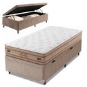 Ver imagem 1 de Cama Box Baú Solteiro Molas Ensacadas Euro Pillow Double Face Pró Hotel 88x188x72cm Probel até