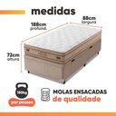 Ver imagem 3 de Cama Box Baú Solteiro Molas Ensacadas Euro Pillow Double Face Pró Hotel 88x188x72cm Probel até