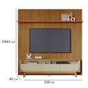 Ver imagem 2 de Kit Painel Piso-Teto Ripado Luna com Bancada 3 Gavetas MDP Cumaru e Opala