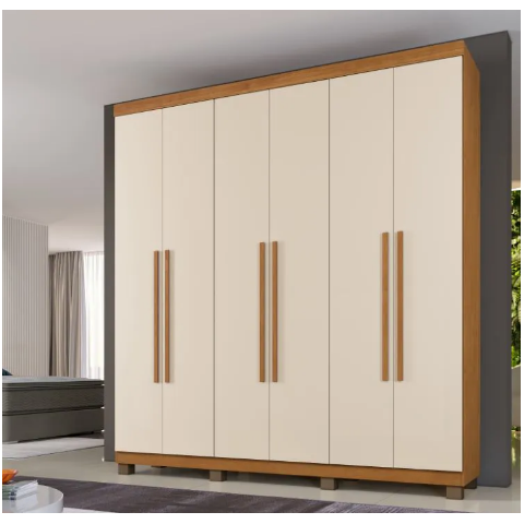 Guarda Roupa Milão 6 Portas Benetil Móveis - Cinamomo/off