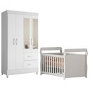 Ver imagem 1 de Berço Mini Cama Americano Star com Guarda Roupa Mobi com Espelho MDF Branco Albatroz Móveis