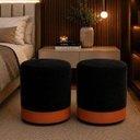 Ver imagem 1 de Kit Puff Rodapé Cobre Fosco, Cor Preto Veludo - Let Móveis