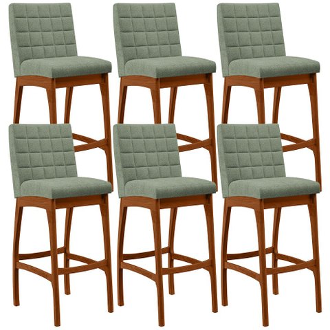 Kit 06 Banquetas Alta Para Cozinha Sala De Jantar Fixa Mila B04 Bouclê Oliva - Lyam Decor
