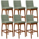 Ver imagem 1 de Kit 06 Banquetas Alta Para Cozinha Sala De Jantar Fixa Mila B04 Bouclê Oliva - Lyam Decor
