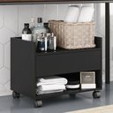 Ver imagem 2 de Gabinete Armário Mesa de Cabeceira Multiuso Ivy 60cm 100% Mdf Bp com 01 Gaveta Preto - Desk Design