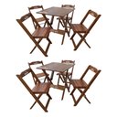 Ver imagem 1 de Kit 2 Conjuntos Mesa Dobrável Madeira 70x70 com 4 Cadeiras Personalizada Hei Imbuia - Tarimatã