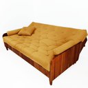 Ver imagem 2 de Sofá Cama Paris Ii Ripado Acquablock Madeira Maciça Imbuia - Amarelo