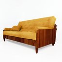 Ver imagem 1 de Sofá Cama Paris Ii Ripado Acquablock Madeira Maciça Imbuia - Amarelo