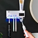 Ver imagem 3 de Kit 2 Suporte Dispenser Esterilizador para Escova e Pasta de Dente com Luz UV Bivolt